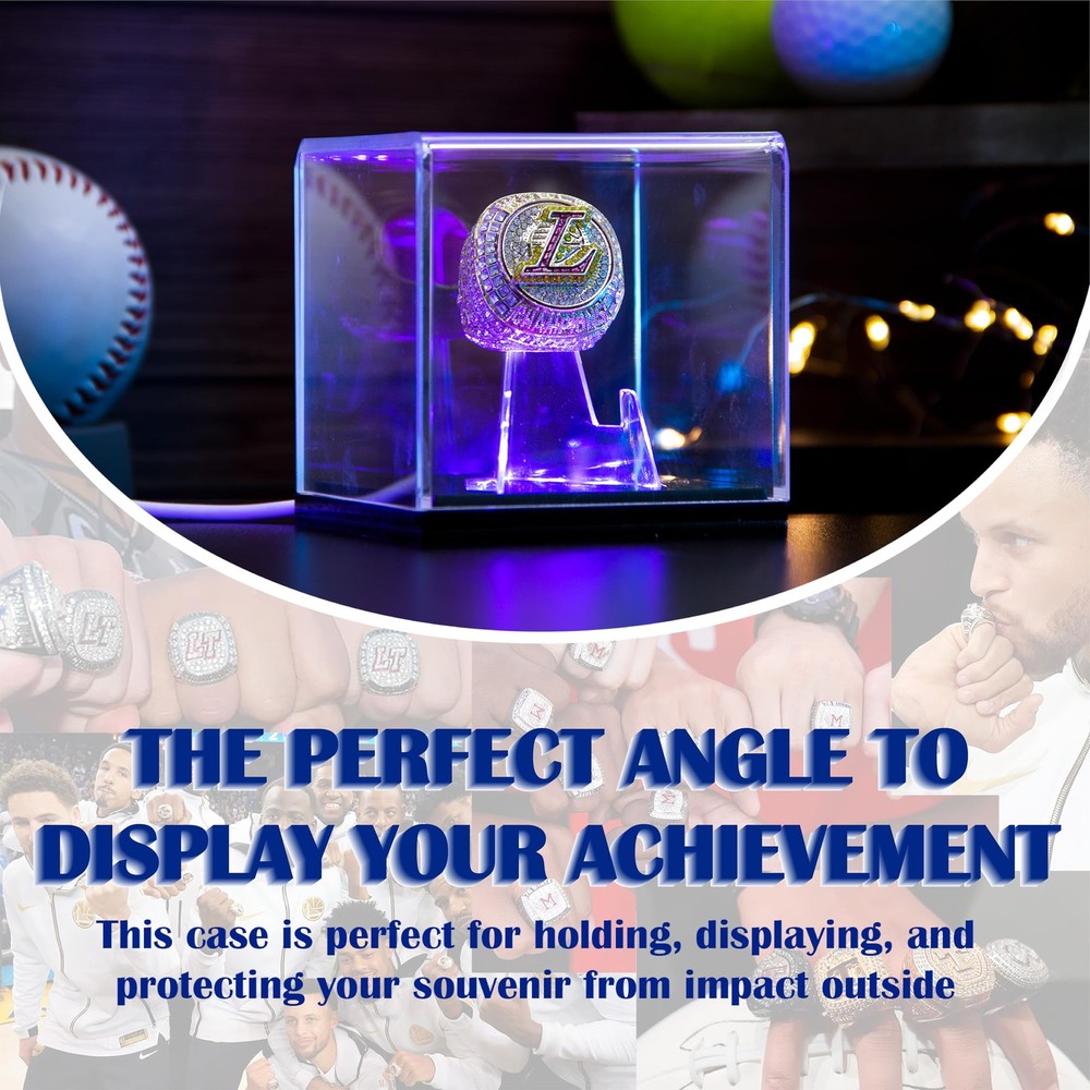 Championship Ring Display Case with Led Light, UV-Protected Clear Challenge