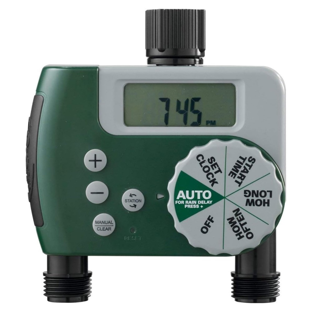 2-Outlet Programmable Digital Hose Watering Timer for Garden Irrigation System
