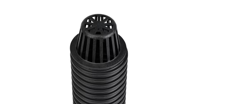 4 In. Plastic round Atrium Drainage Grate in Black