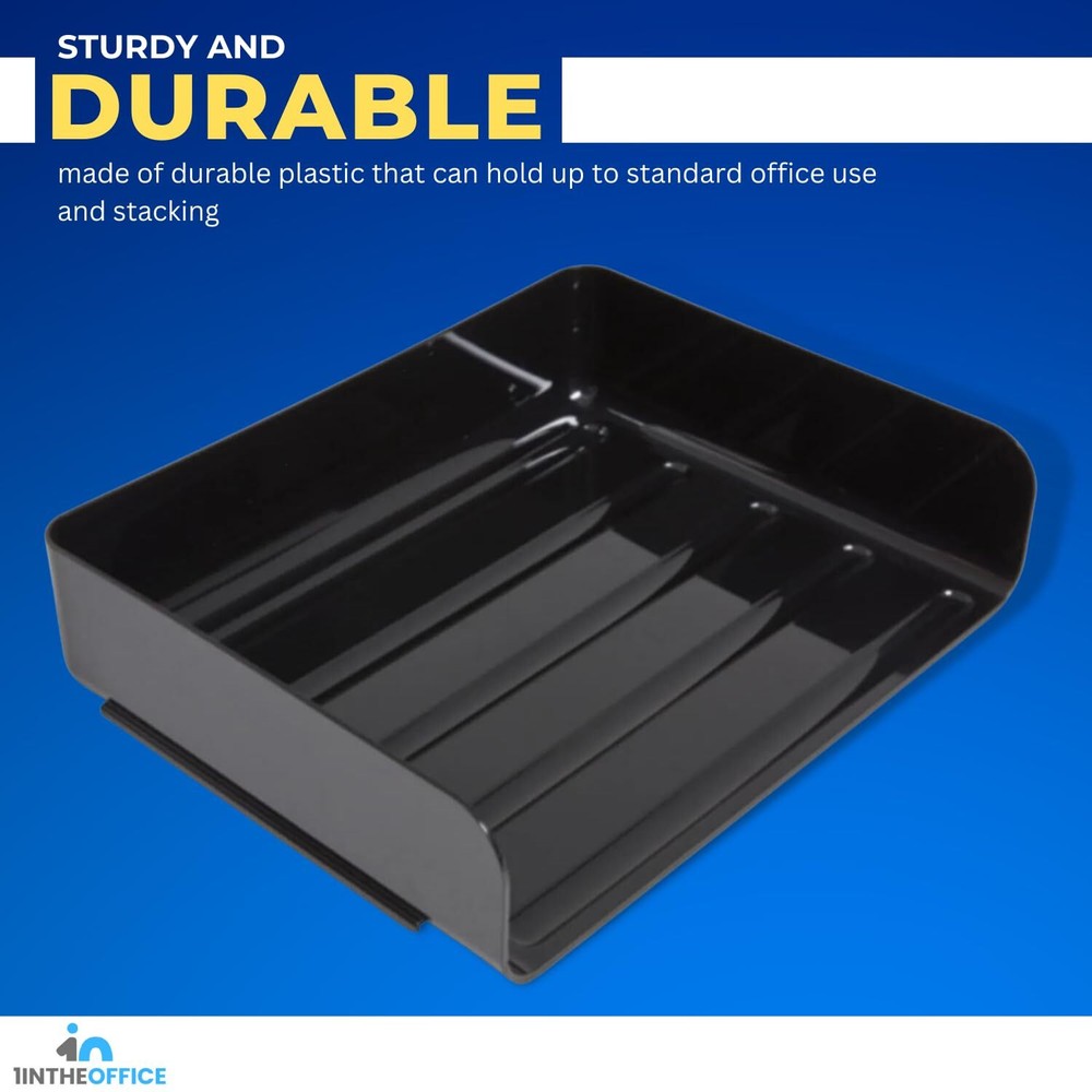 Stackable Paper Tray File Organizer 2 Pack Side Load Letter Tray Black