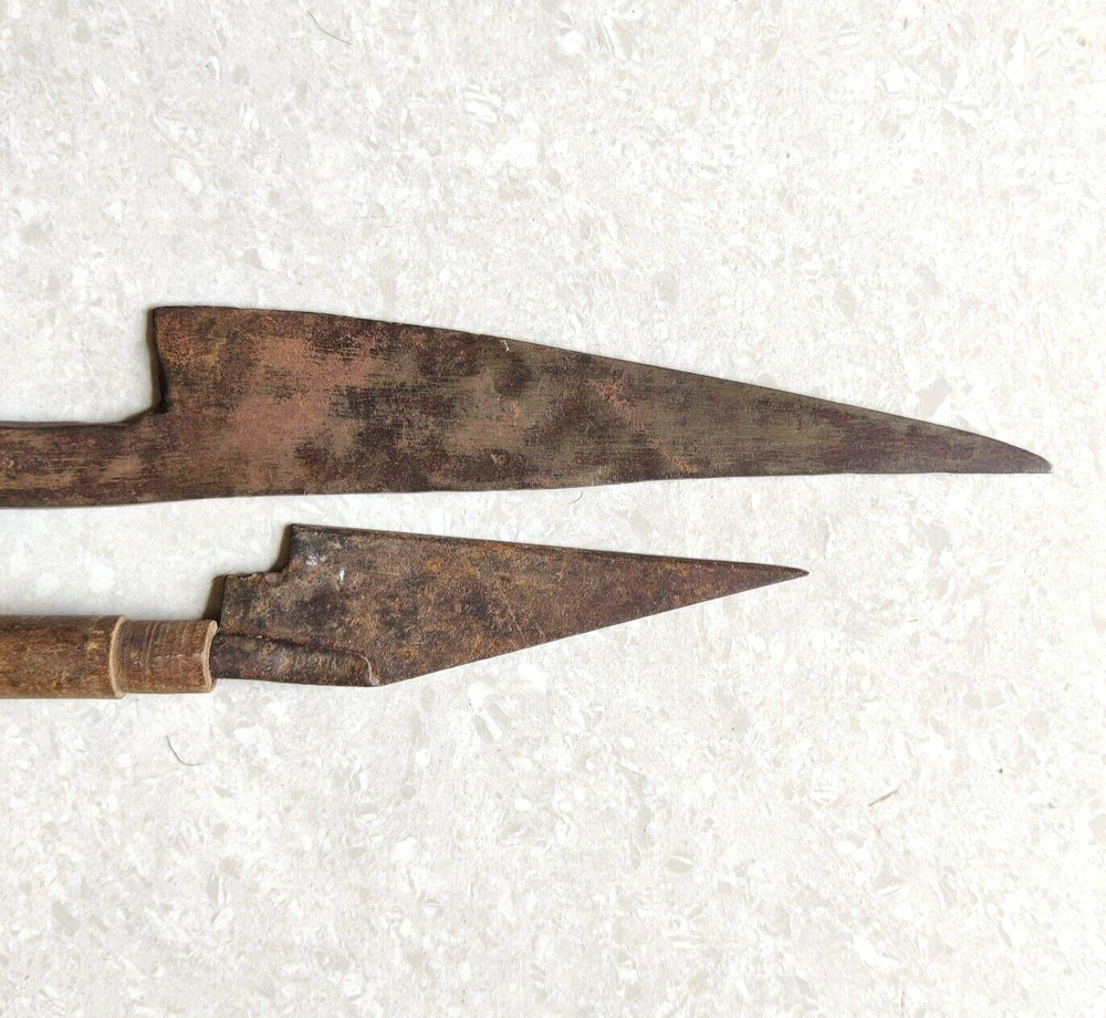 Vintage Primitive Handmade Unique Shape Iron Dagger Khanjar Blade 2Pc DG103
