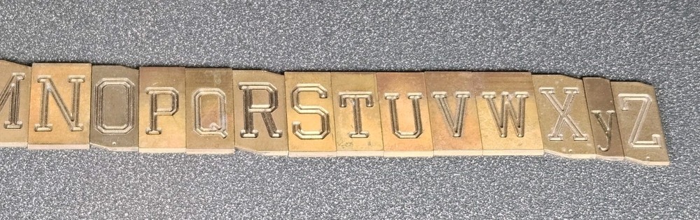 Double Line Block Engraving Font Set Letters - Brass - Complete
