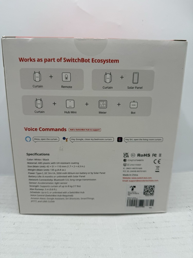 Switchbot Smart Curtain Rod 2, White - New Sealed