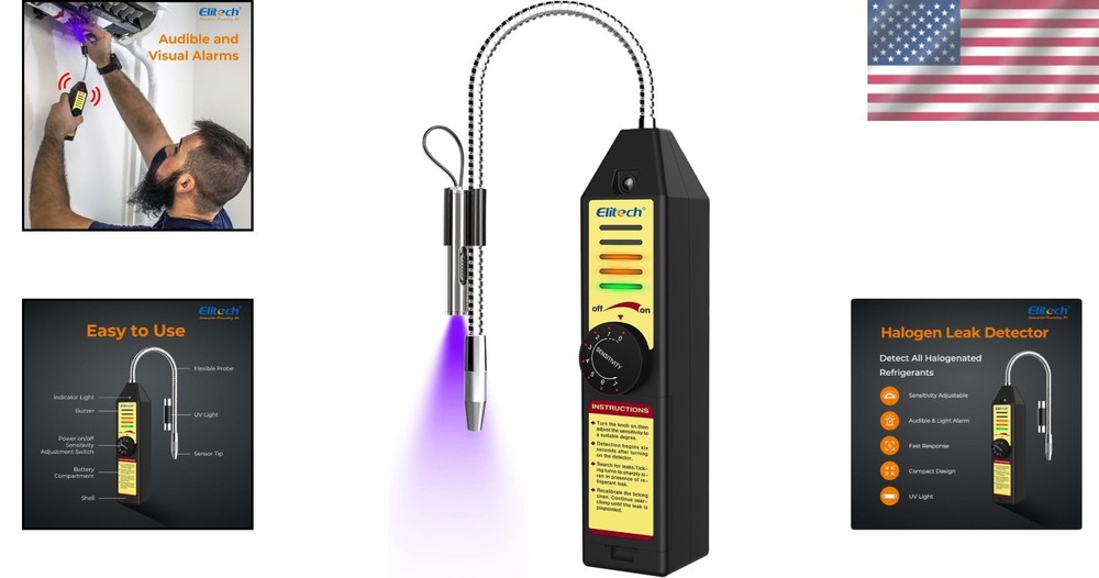 Halogen Refrigerant Leak Detector with Adjustable Sensitivity & Quick Response