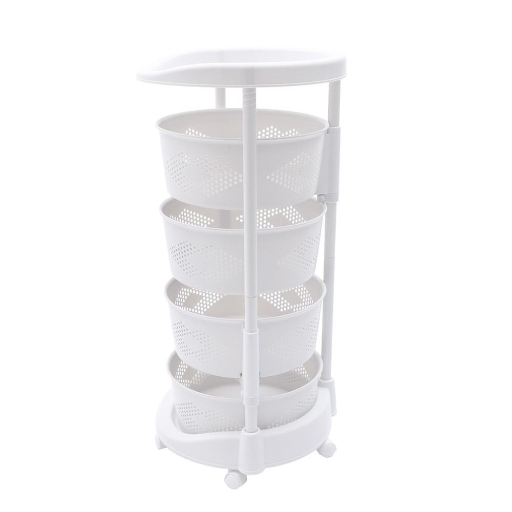 Multi-Layer Kitchen Storage Cart Rotating Basket Vegetable Rack Storage Shelves