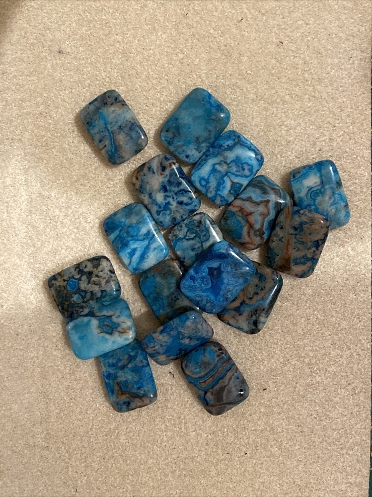 x17 turquoise blue agate rectangular beads with pre-drilled hole -brand new