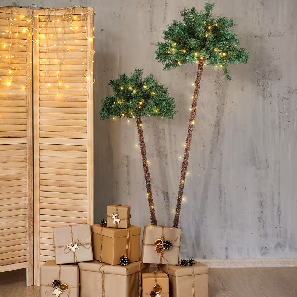 6 Ft. Artificial Lighted Palm Tree Pre-Lit Christmas Tree Lights Light up LED De