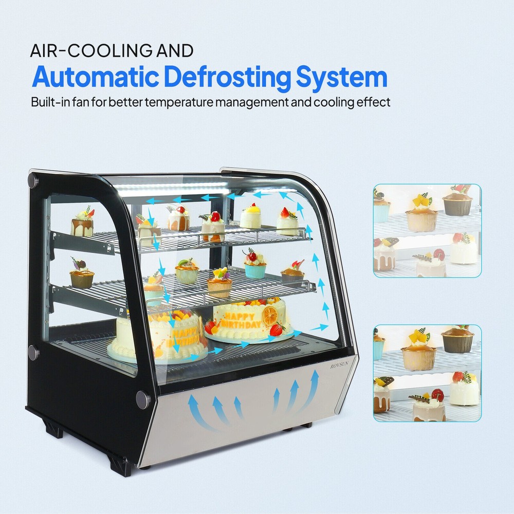 2-Tier Refrigerated Display Case Bakery Display Fridge Case 4.2 cu ft Capacity