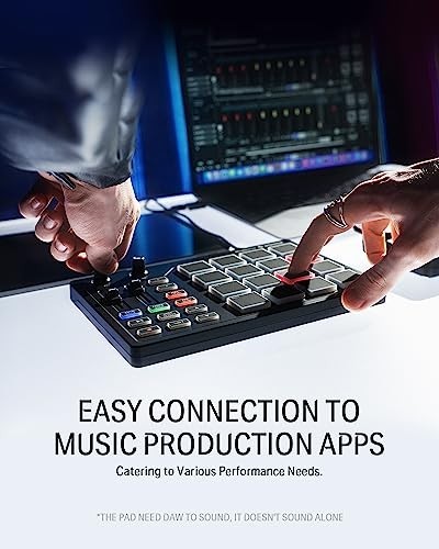 MIDI Pad Beat Maker Drum Machine with 16 Pads, Faders, Knobs & Software - USB Co