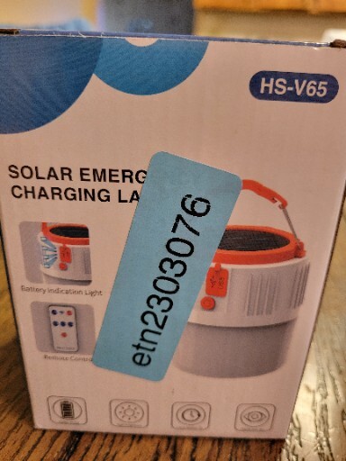 Solar Emergency Charging Lamp, Micro-USB, HS-V65. Bright. New