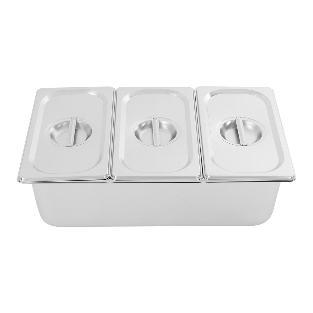 Three-compartment Fruit Pan, Fruit Pan with Acrylic Lids Water-filtering Gaskets