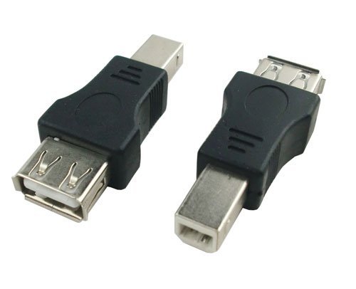 2X Black USB Type A Female to USB Type B Male USB Plug Printer Adapter Converter