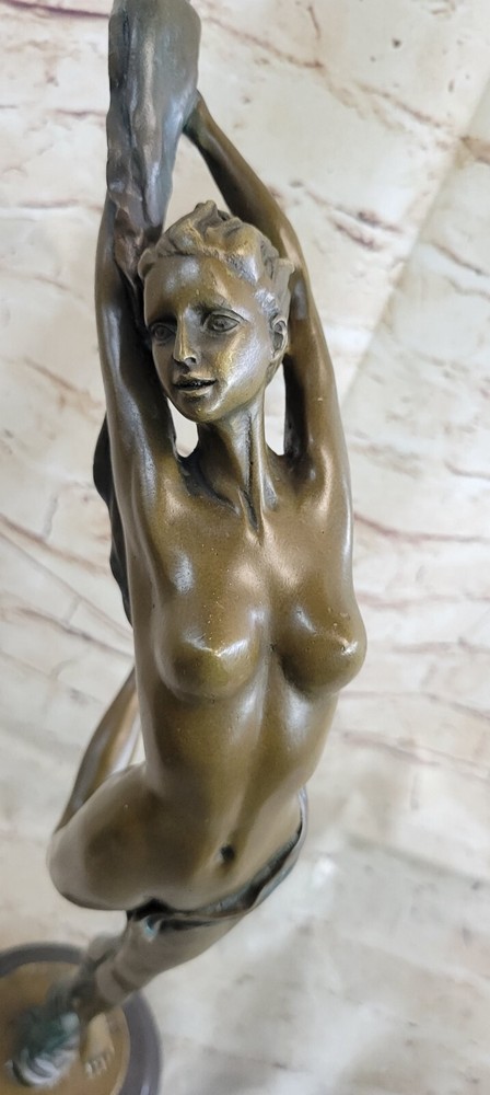 100% Solid Bronze Leap Dancer Sculpture Figurine Lost Wax Method Nude Artwork