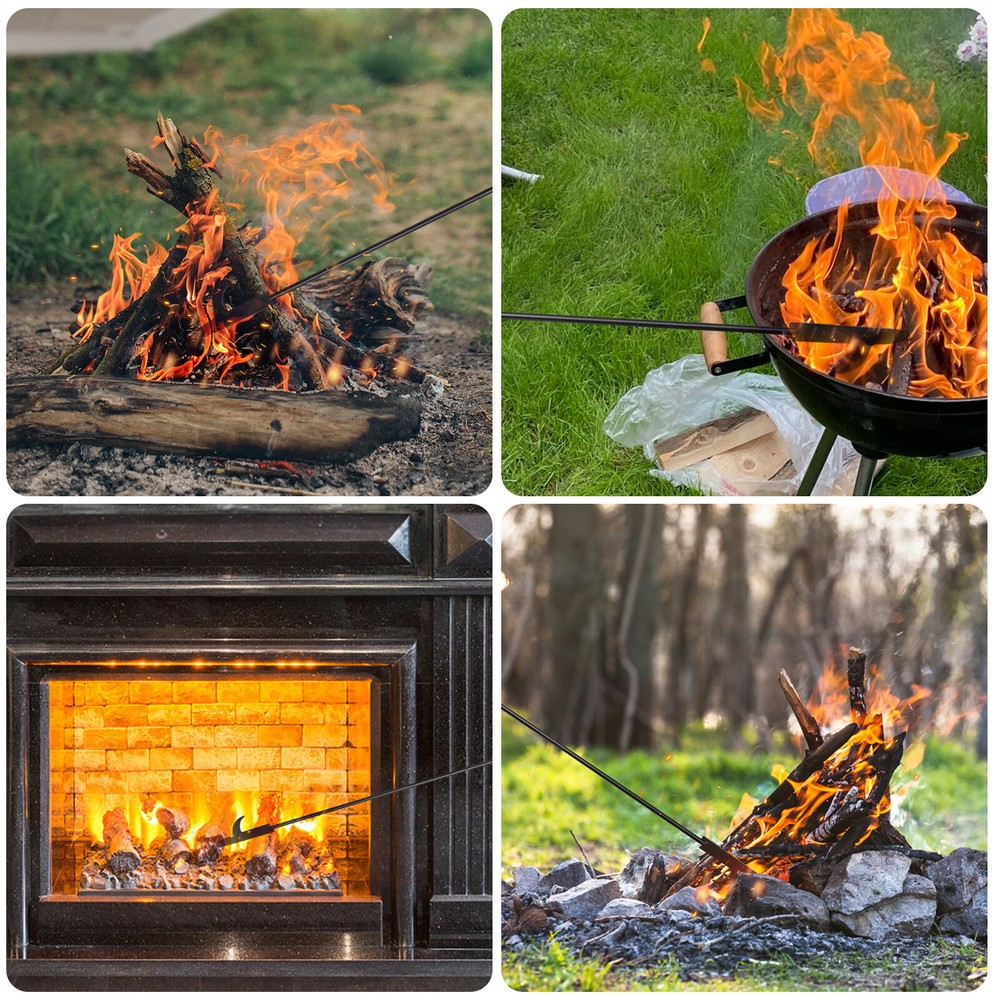 Heavy Duty 32" Fire Pit Poker Stick w/Barb for Campfire Fireplace Fire Pit Tools