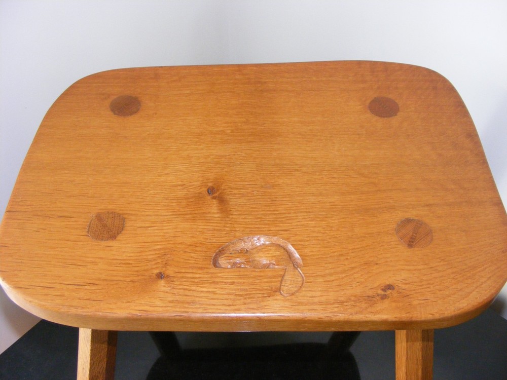 UNUSUAL BEAVERMAN COLIN ALMACK ODD OAK SHAPED STOOL /SIDE TABLE ( MOUSEMAN )