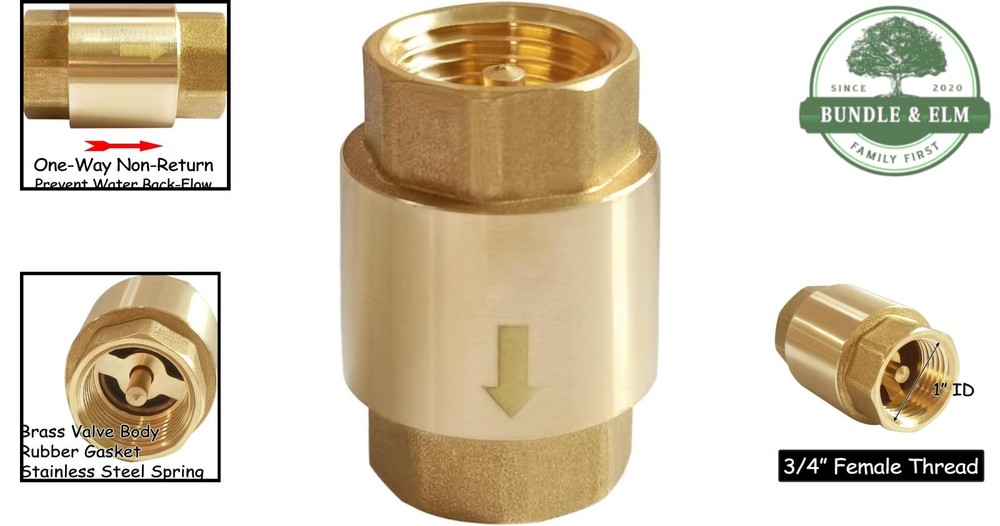 Solid Brass 3/4 Inch In-line Check Valve for Water Back-flow Prevention