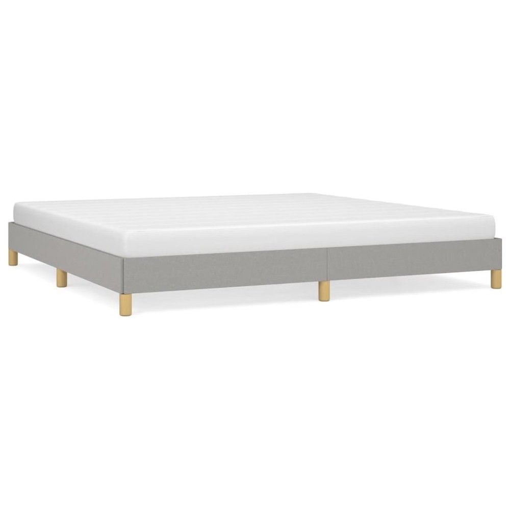 Bed Frame Light grey 100% polyester, plywood, engineered wood King
