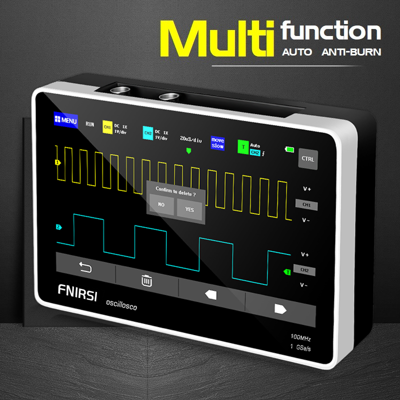 FNIRSI Mini 7" Touch Panel Digital Tablet Oscilloscope 2CH 100MHz Bandwidth 1GS