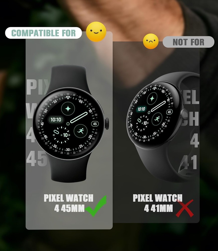 3-Pack Tough PC Case with Built-in Screen Protector for Google Pixel Watch 4 45m