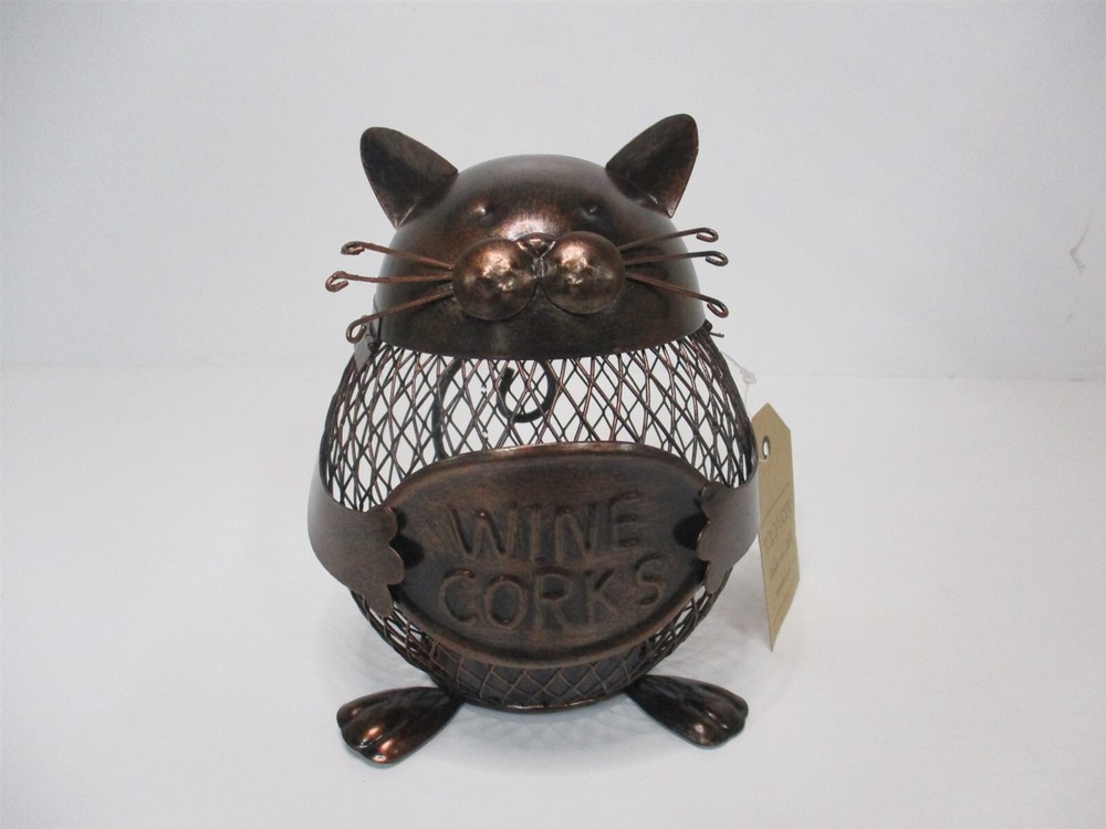 Tooarts Handmade Metal Practical Kitten Wine Cork Container Home Decoration