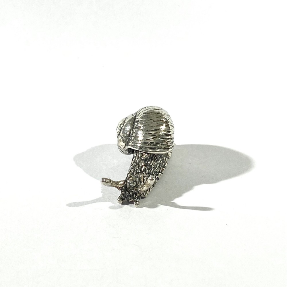 vintage solid silver snail miniature , hallmarked italian figurine