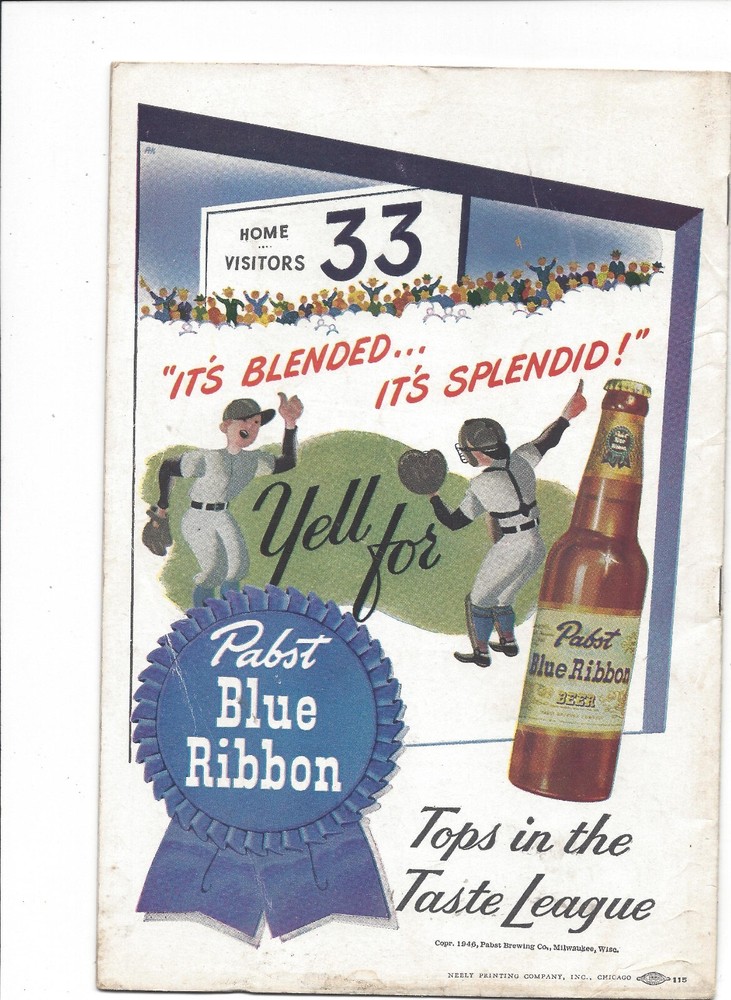 1946 baseball program Brooklyn Dodgers Chicago Cubs unscored