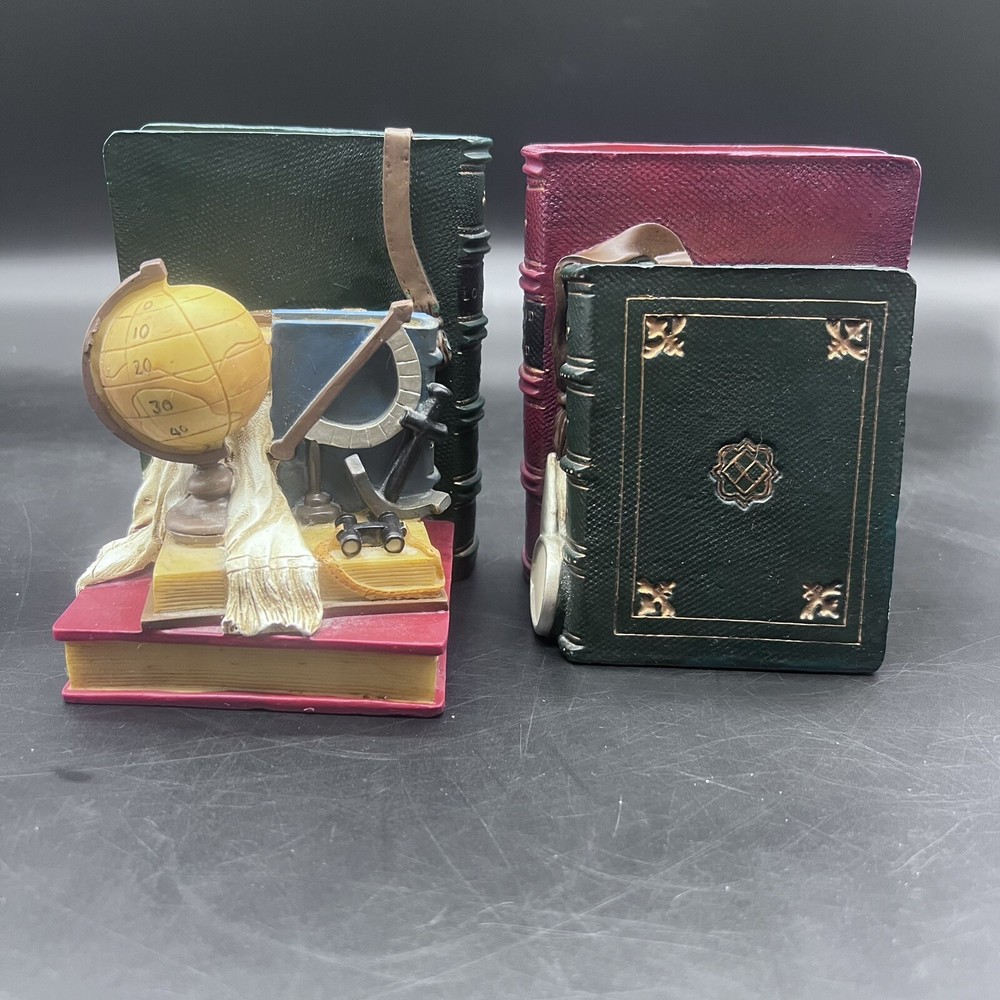 Nautical Themed Bookends With Globe, Anchor, Log Book, And Binoculars