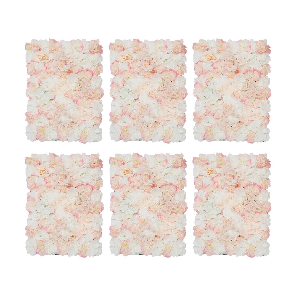 Artificial Flower Wall Backdrop 6 Panel Set Wedding Decor Champagne White Roses