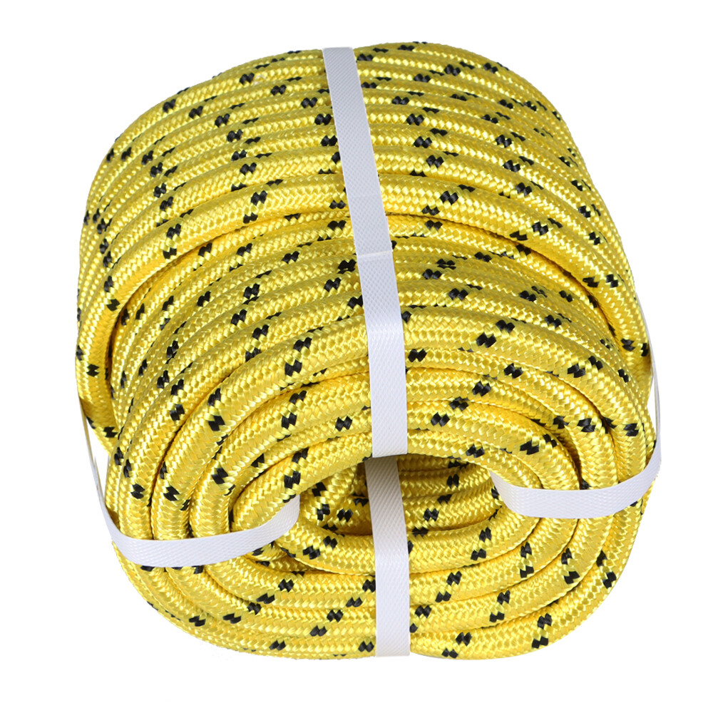 Bull Rope Double Braid Polyester Rope 1/2"×200' 6180Lbs Breaking Strength Yellow