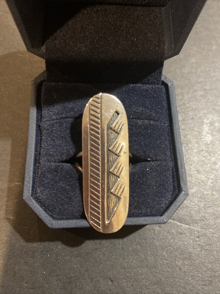 VINTAGE NAVAJO SIGNED AL STERLING SILVER RING SIZE 7