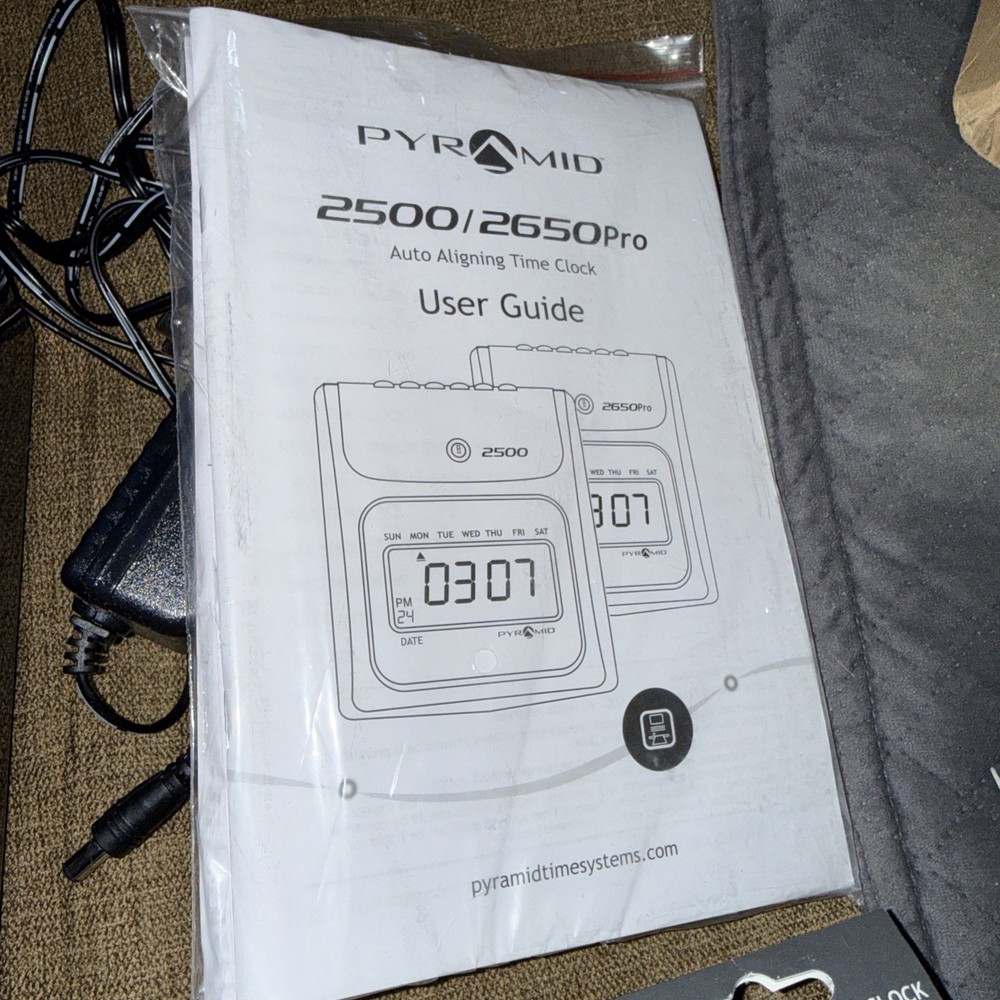 Pyramid Technologies 2650 Pro Auto Aligning Time Clock, LCD Display, Charcoal