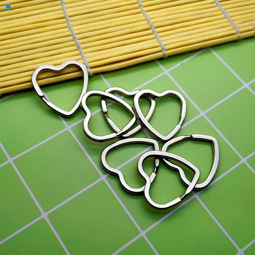 Oubaka 30Pcs Heart Shaped Split Key 30pcs Rings Silver