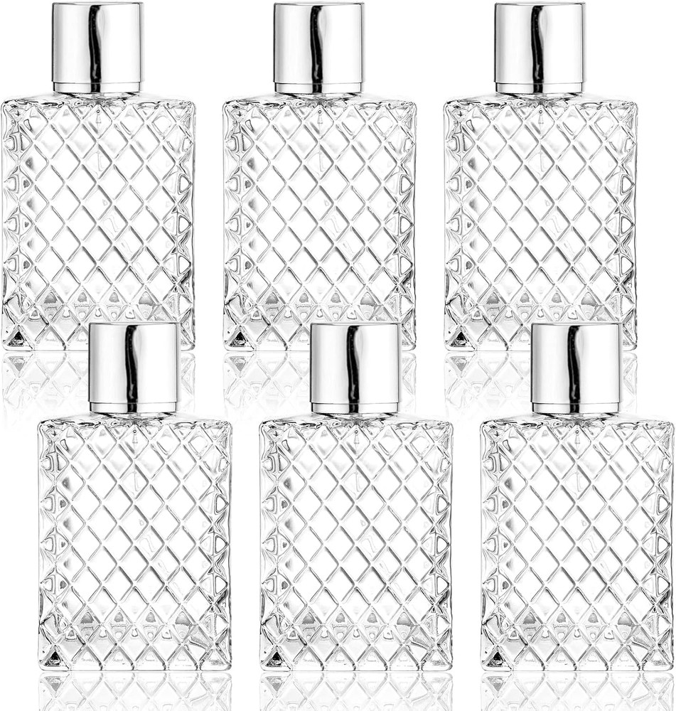 6 Pack Refillable Spray Bottles Perfume Atomizer, 100ML 3.4oz Glass Empty Fin...