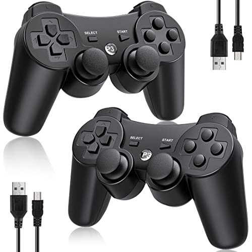 Wireless PS3 Controller 2 Pack - Bluetooth, Rechargeable, Motion Sensor, Double