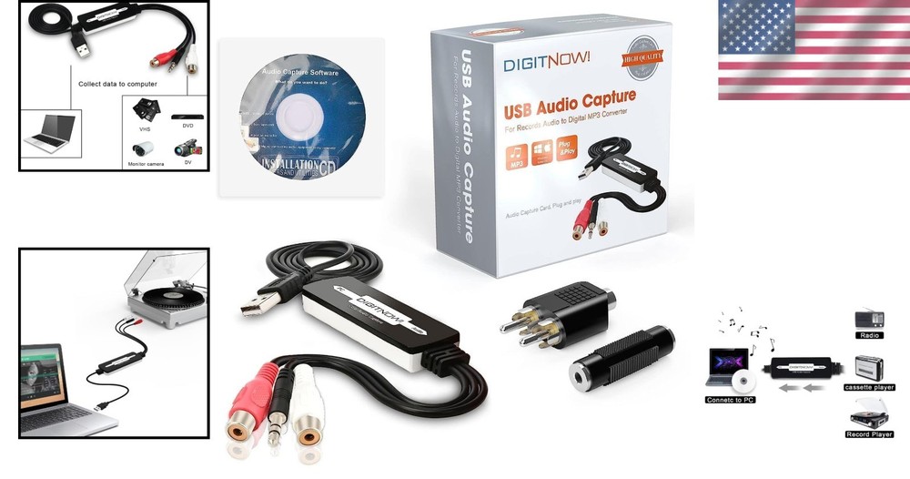 Versatile USB Audio Capture for Vinyl to MP3 Conversion - Mac & Windows Support