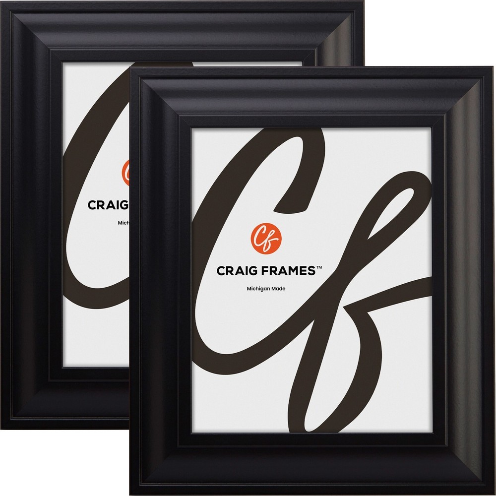 Craig Frames 2" Wide Satin Black Picture Frames & Poster Frames, 2-Pack