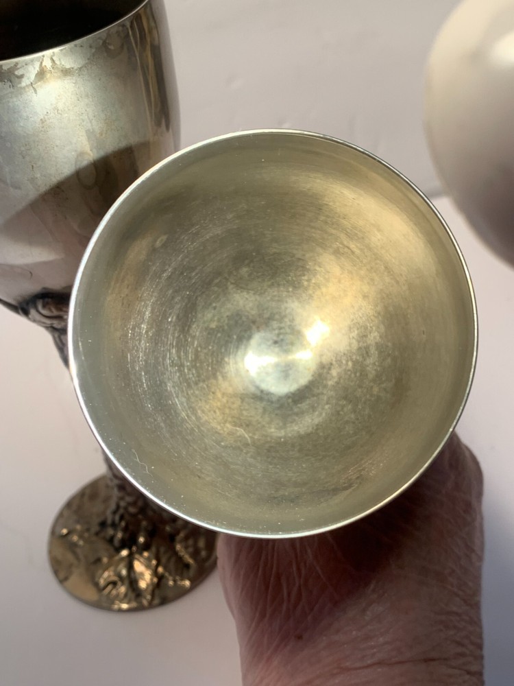 Godinger Silverplate Goblets, Grapes, READ