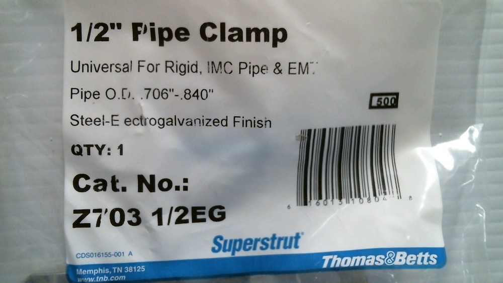 Thomas & Betts 1/2" Pipe Clamp (10804) FS