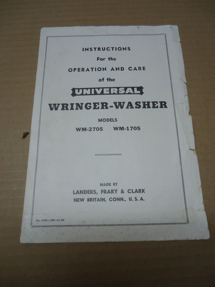 Universal Wringer Washer 1950 instructions flyer