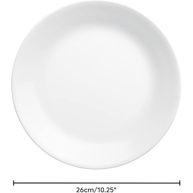 10.25 Inch Vitrelle Glass Dinner Plates Set 4 Durable Lightweight Stackable Safe
