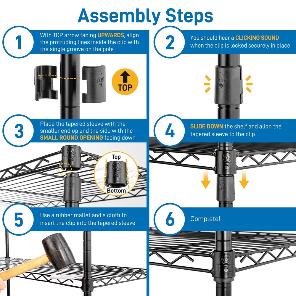 5-Tier Wire Shelving Unit 2-Column - Heavy Duty, Adjustable, Modular & Black