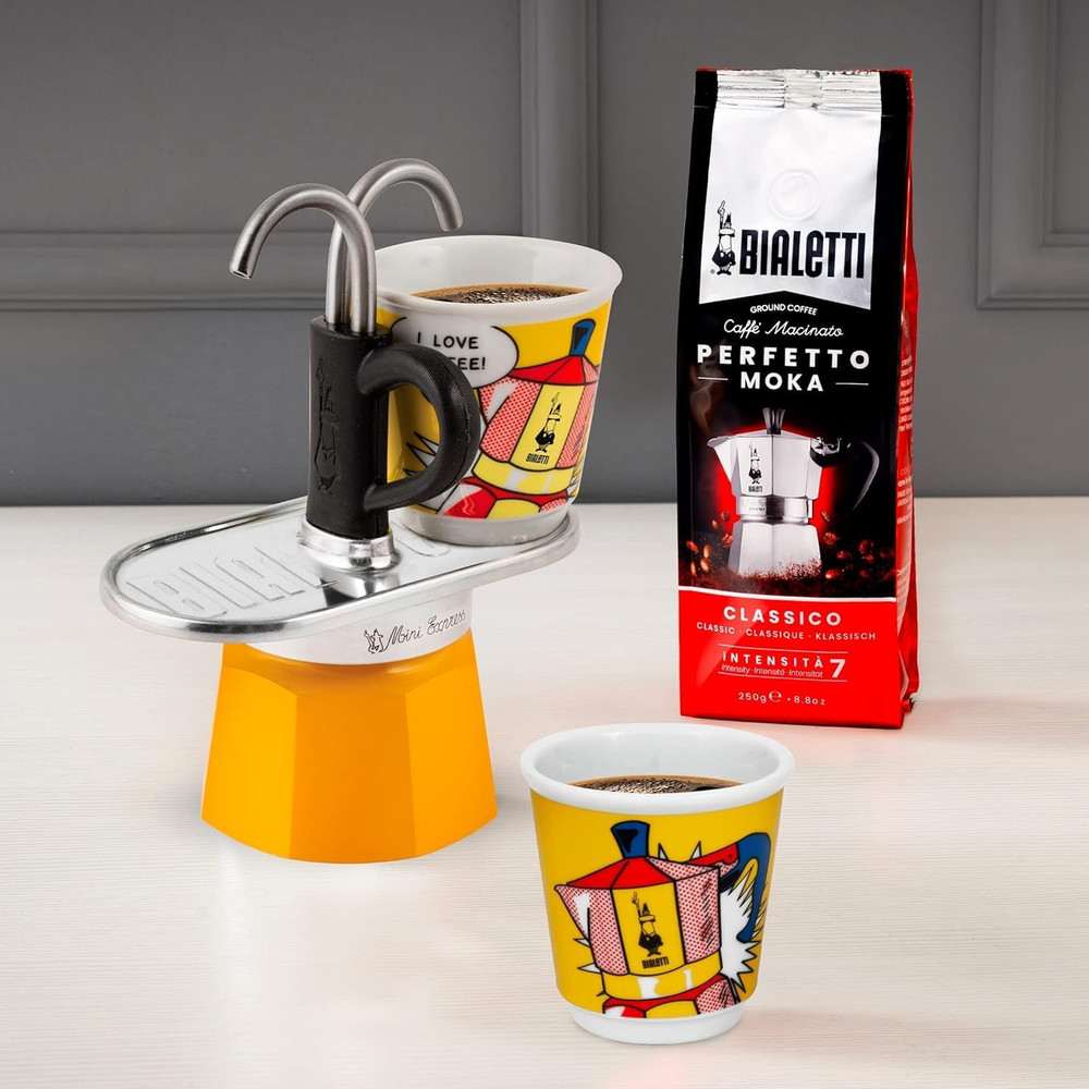 - Mini Express Lichtenstein: Moka Set Includes Coffee Maker 2-Cup (2.8 Oz) + 2 S