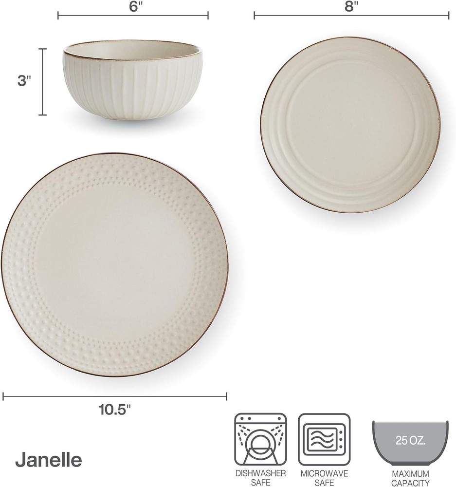 pfaltzgraff Janelle 12 Pc Dinnerware Beige—-Item Missing One Bowl