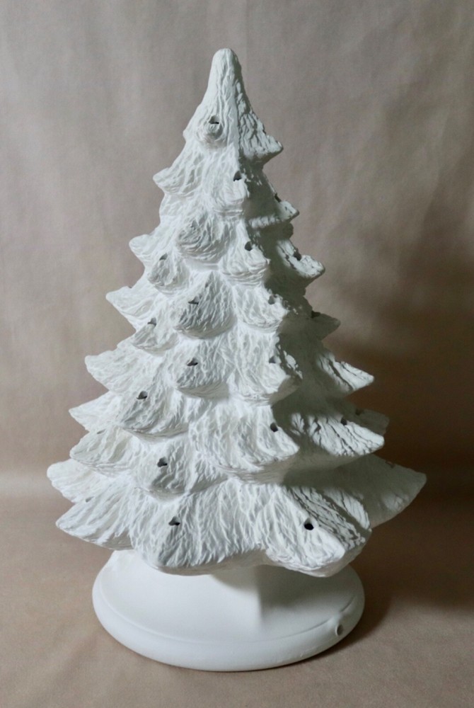 Ceramic 13” Christmas Tree & Base ~ Ready To Paint ~ NO LIGHT KIT OR LIGHTS
