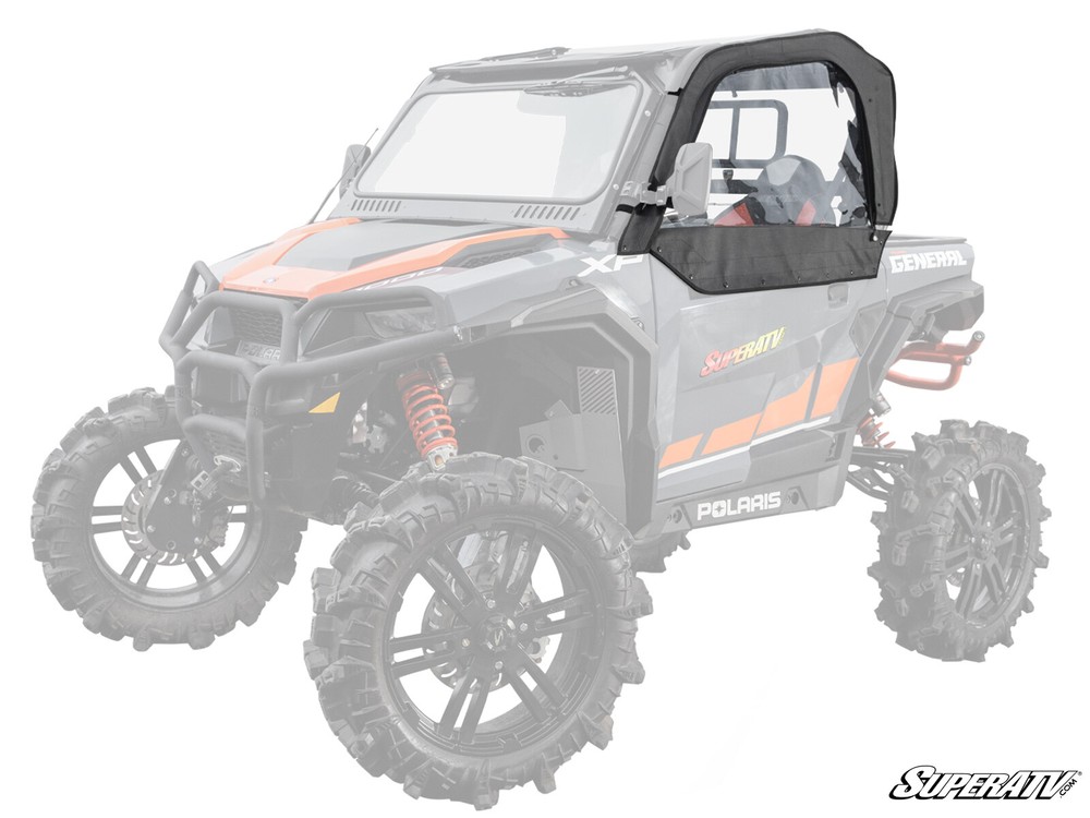 SuperATV Soft Cab Enclosure Upper Doors for Polaris General 1000 2 Seat