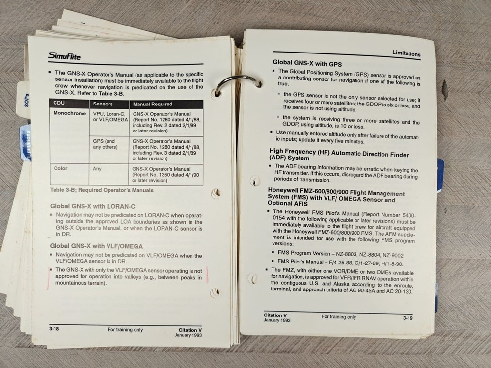 Citation V Cockpit Reference Handbook SimuFlite 1993 Aviation Training Manual
