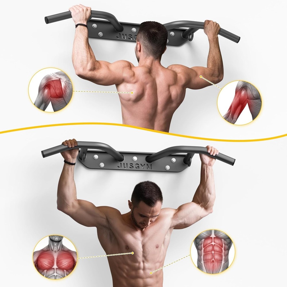 Wall Mounted Pull Up Bar Chin Up Bar, Pull-Up Bar Support Beam or Joist Mounted