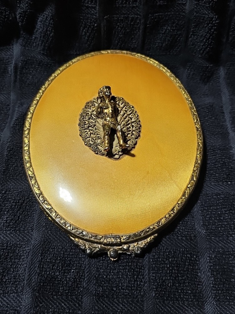 Vintage Rare Brass Cherub Handheld Mirror