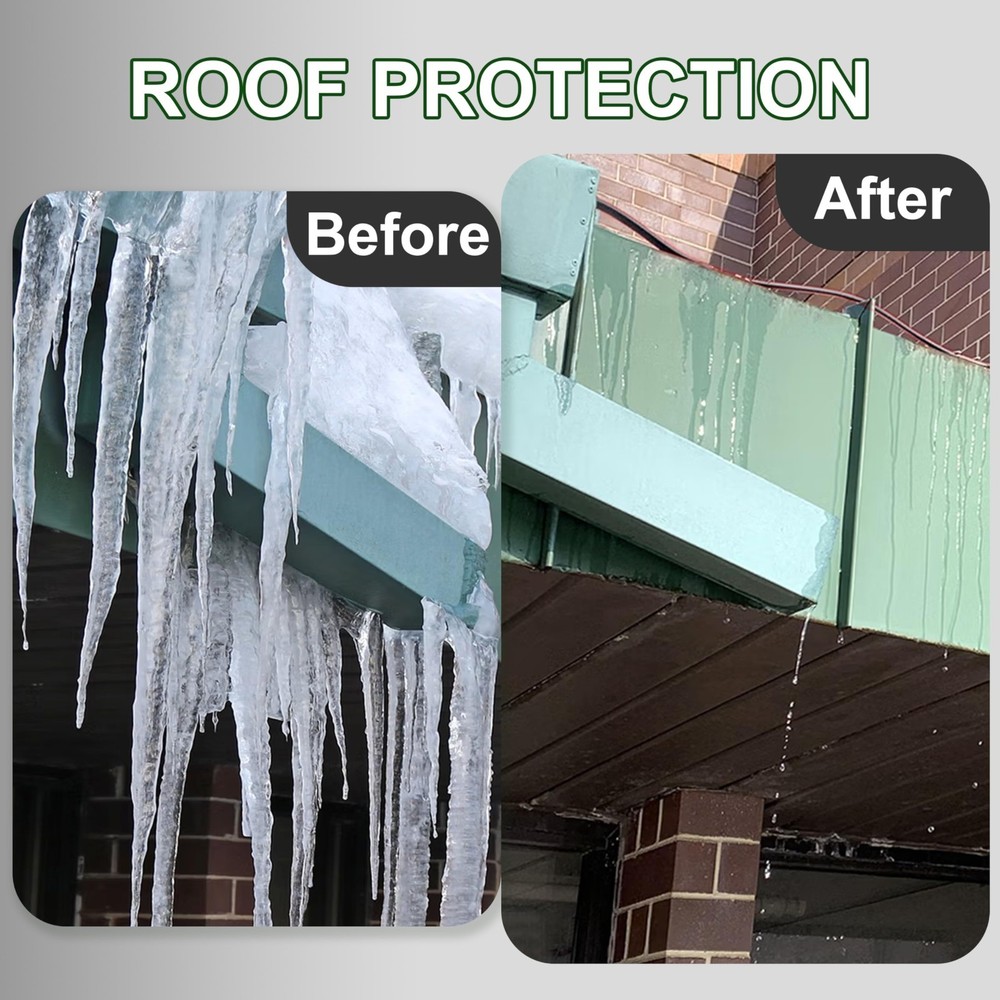 Gutter Freeze Protection Heat Cable - Weatherproof Ice Melt for Winter