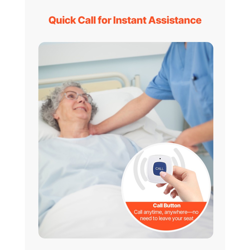 Wireless Bed Alarm System w/ Sensor Pad & Pager for Elderly Fall Prevention